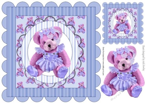 Pretty bear in pink/blue in a ballerina tutu 8x8
