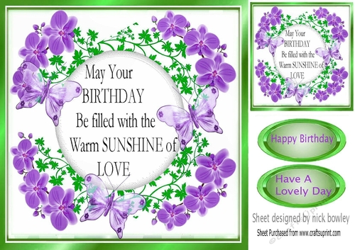 lovely purple flowers and pretty purple butterflies 8x8