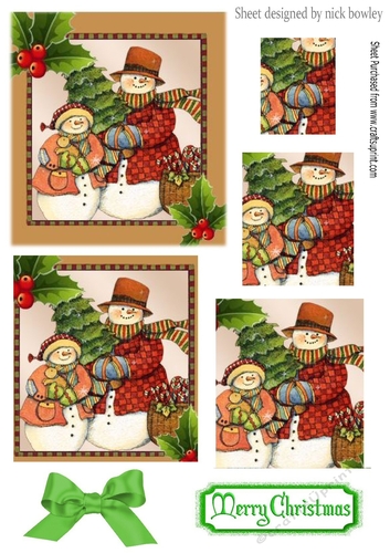 Lovely folklore snowman husband and wife with tree pyramids