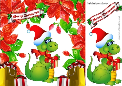 We have fun as well at christmas, cute crocodile with presents 8x8