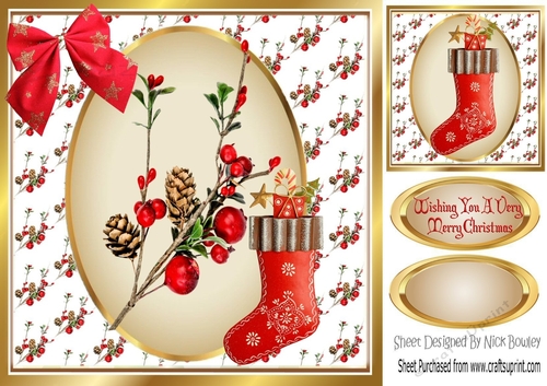 Lovely Traditional christmas with berries and cones 8x8