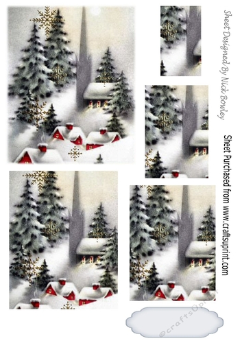 Lovely Winter Scene with snow and trees pyramids