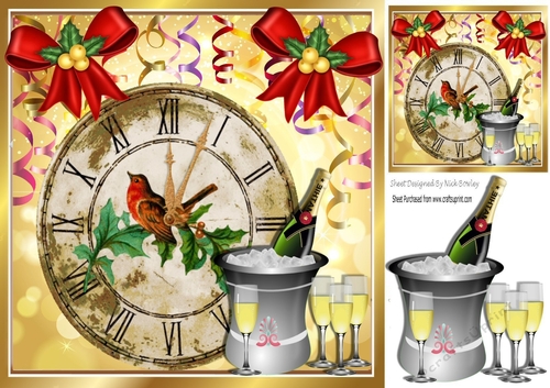 Midnight Clock with robin & Champagne to celebrate 8x8