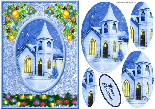 Pretty church with ornate corners and oval pyramids A5