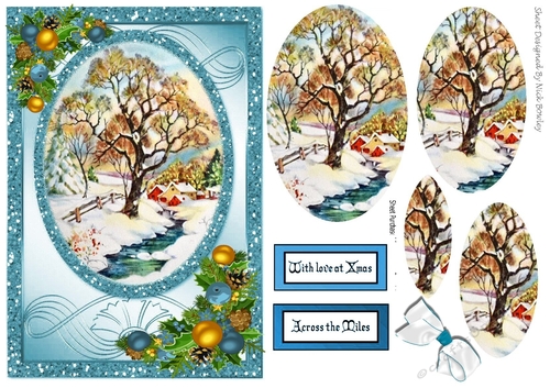 Lovely Cottage in the country with snow oval pyramids A5