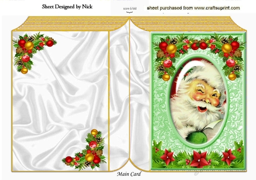 Lovely jolly santa in folded book with holly