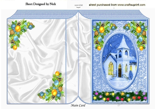 Pretty church with ornate corners folded book