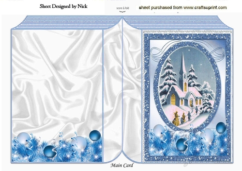 Going to the church on christmas in the snow folded book (blue)