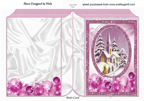 Going to the church on christmas in the snow folded book (pink)