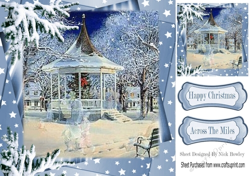 Vintage Memories of the past in pretty snow scene 8x8