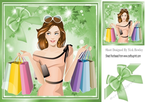 Shop to you drop! with lots of shopping  goodies (green) 8x8