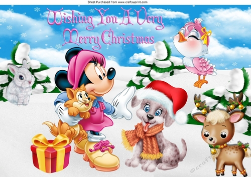 Lovely minnie mouse & friends wrapped up for the winter A4