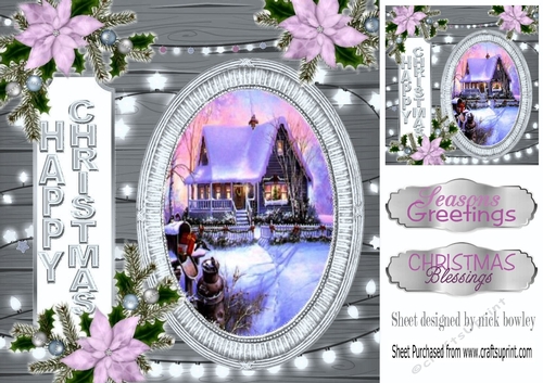 Pretty christmas scene with lilac festive flowers 8x8