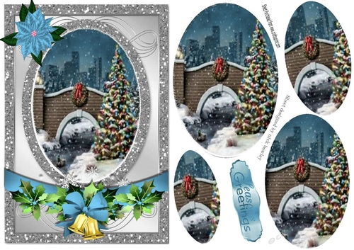 Pretty running stream with bridge in the snow oval pyramids A5