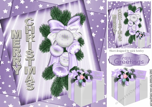 Christmas lilac festive Arrangement with present 8x8