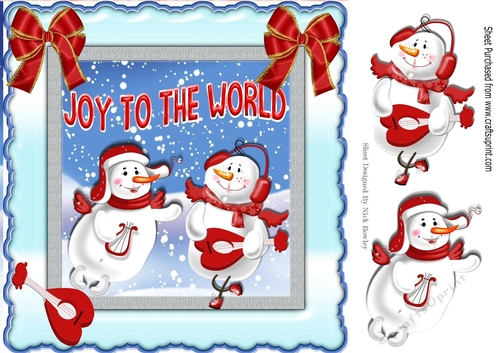 Angel snowmen with instruments Joy to the world) 8x8