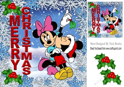 Kiss me under the mistletoe with snow & holly 8x8