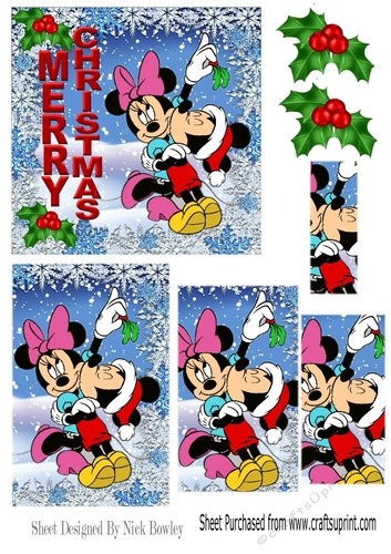 Kiss me under the mistletoe with snow & holly pyramids
