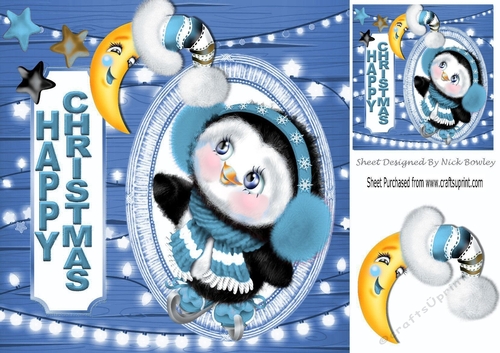 Cute penguin (blue) 8x8