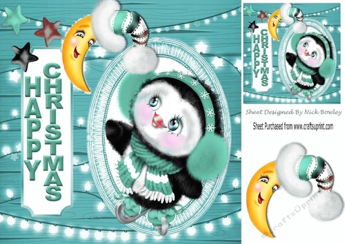 Cute penguin (turq) 8x8