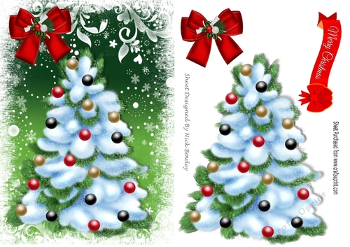 Lovely christmas tree with baubles and bow A5