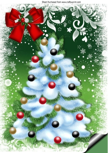 Lovely christmas tree with baubles and bow A4