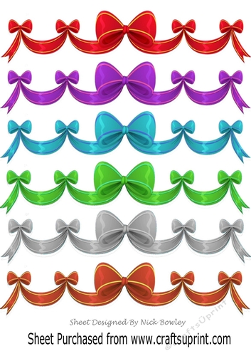 Six lovely coloured  borders of bows two toned  in png (set one)