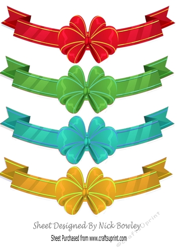 Four pretty  border bows with two tone colours (set one) png