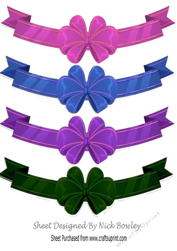Four pretty  border bows with two tone colours (set two) png