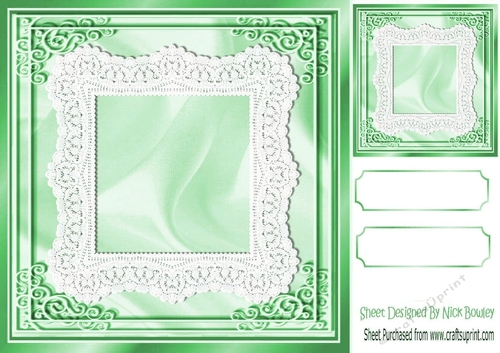 Pretty card front with lace in green 8x8