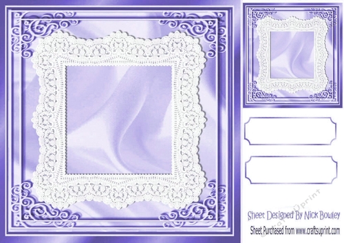 Pretty card front with lace in purple 8x8