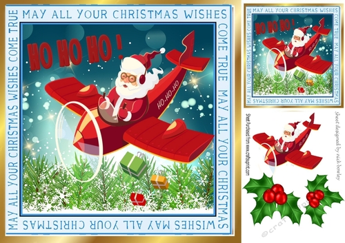 Lovely santa flying in a plane 8x8