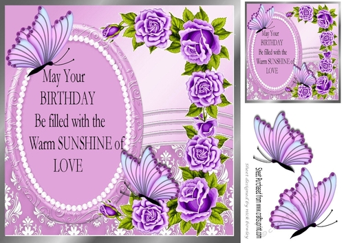 Pearls and purple roses for that special birthday 8x8