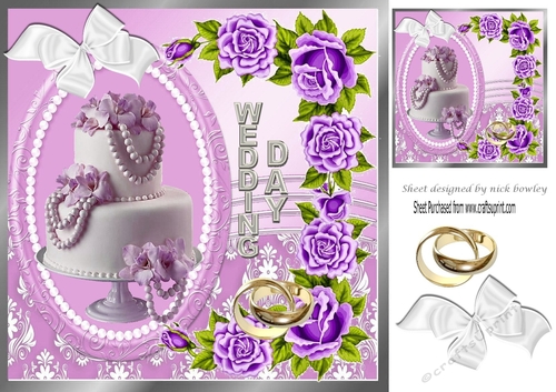 Pearls and purple roses for that special Wedding Day 8x8