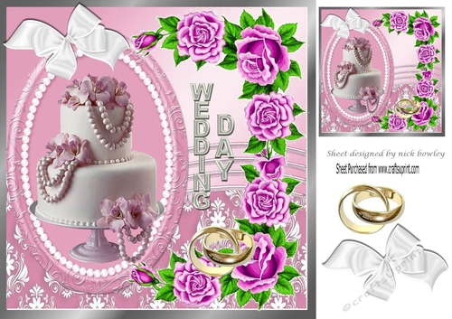 Pearls and pink roses for that special Wedding Day 8x8