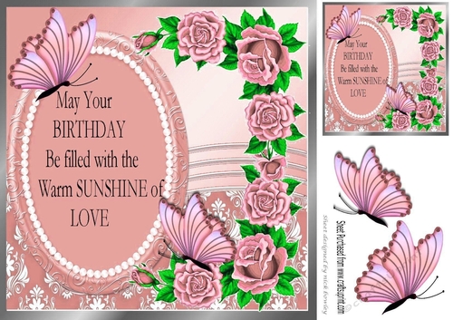 Pearls and peach roses for that special birthday 8x8