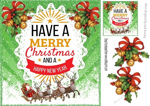 A lovely festive card front  with santa and verse 8x8