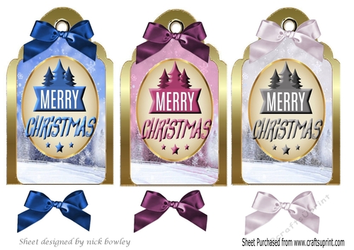 Lovely christmas tags with bows and sentiment
