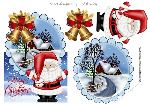 A Happy Jolly Santa with Snow scene over the edge