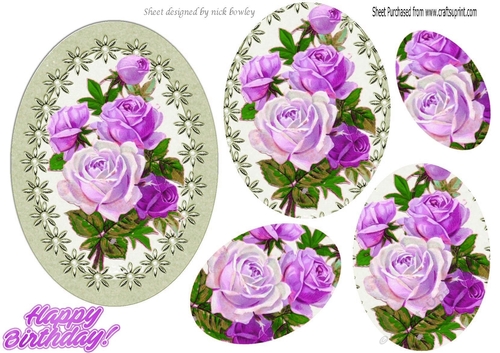 pretty purple/lilac roses with pearls oval pyramids
