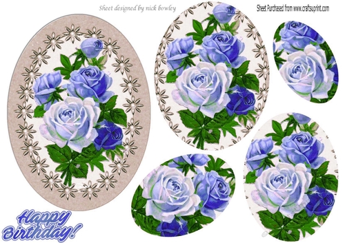 pretty blue roses with pearls oval pyramids