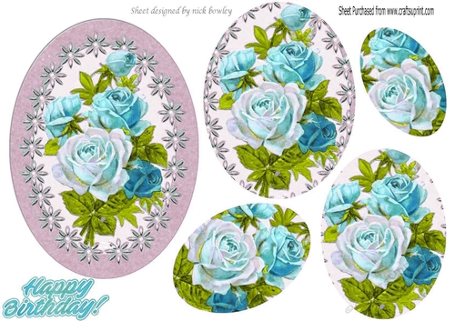 pretty turq roses with pearls oval pyramids