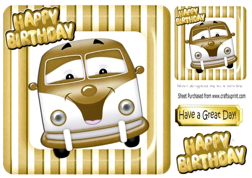 toony gold campervan in stripe 8x8 frame