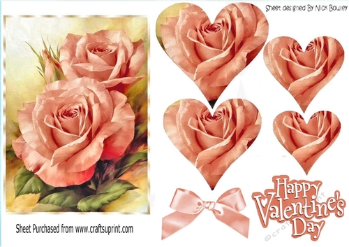 pretty peach roses with heart pyramids