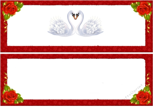 Pair of lovely white swans with red roses insert DL
