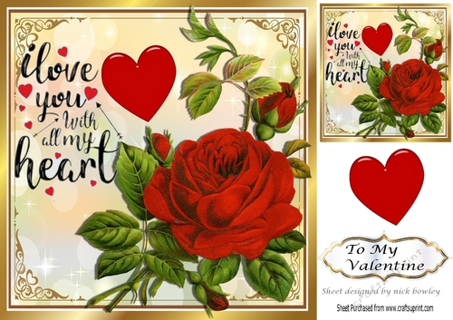To my valentine! sweet red rose 8x8
