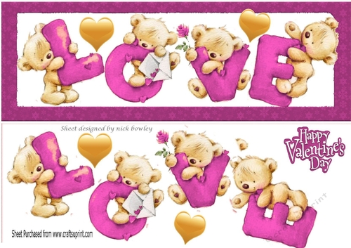 Four lovely love bears pink DL
