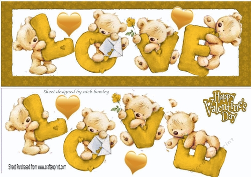 Four lovely love bears gold DL