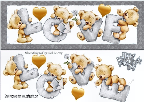 Four lovely love bears silver DL