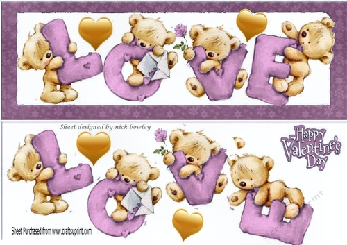 Four lovely love bears lilac DL